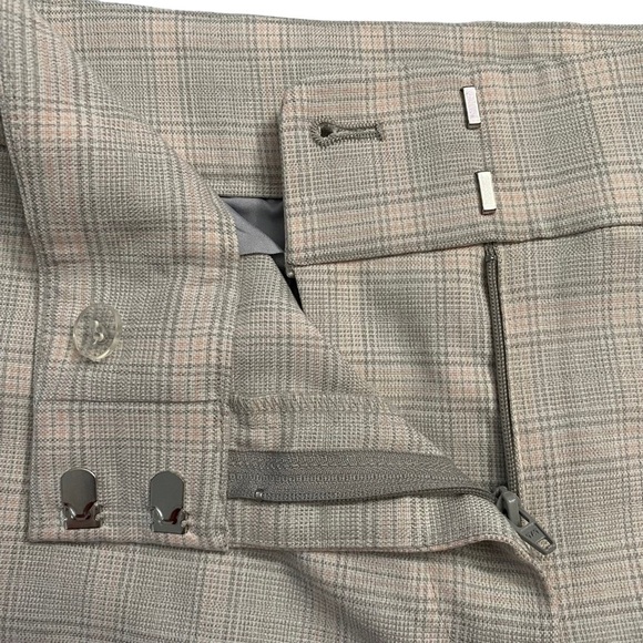 Ann Taylor Factory Pale Beige Gray Pink Plaid Dress Pants High Rise 6 Career - Picture 13 of 16